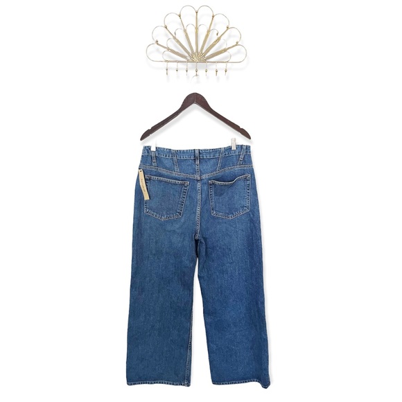 Reformation Louise High Rise Button Fly Medium Wash Wide Leg Ankle Jeans - Picture 2 of 4